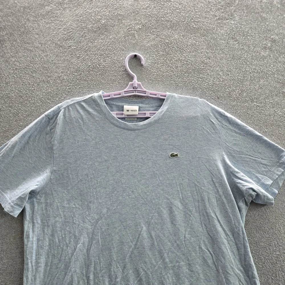 Lacoste Men Shirt 7 Light Blue Embroidered Logo Short Sleeve